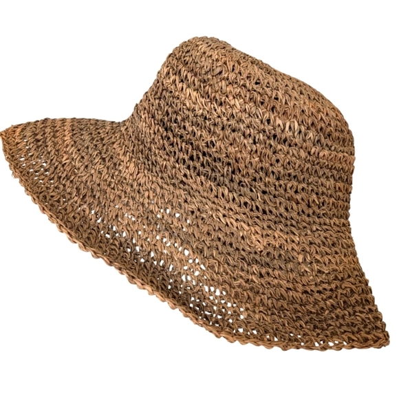 FLOPPY Straw Sun Brim Folding Packable Hat - Picture 2 of 7